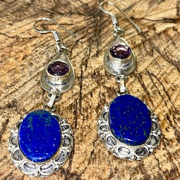 Lapis Lazuli Earrings 2 1/2” - Picture 8 of 9